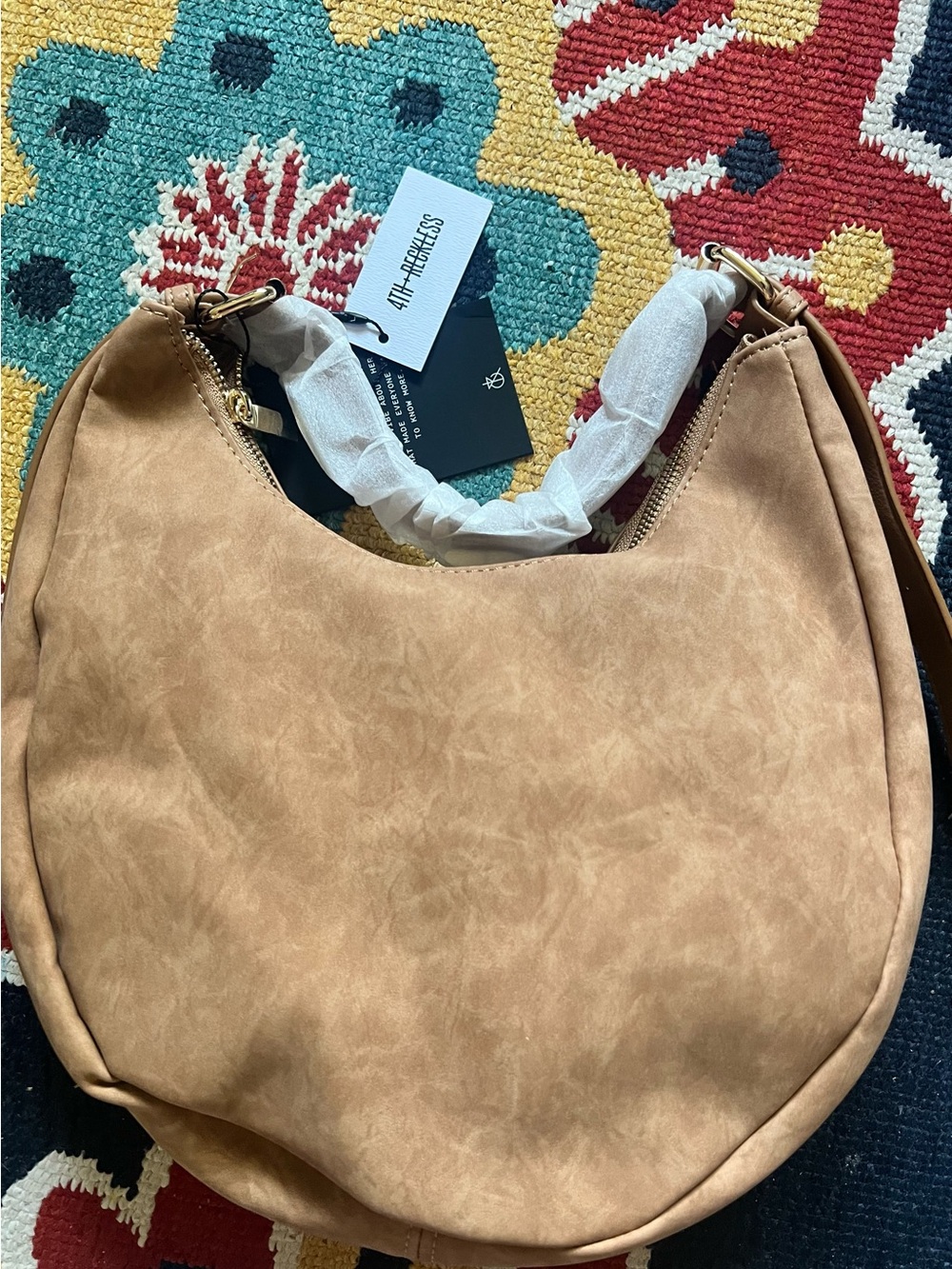 AllSaints Tan Crescent Hobo Shoulder Bag - Classic Everyday Hobo